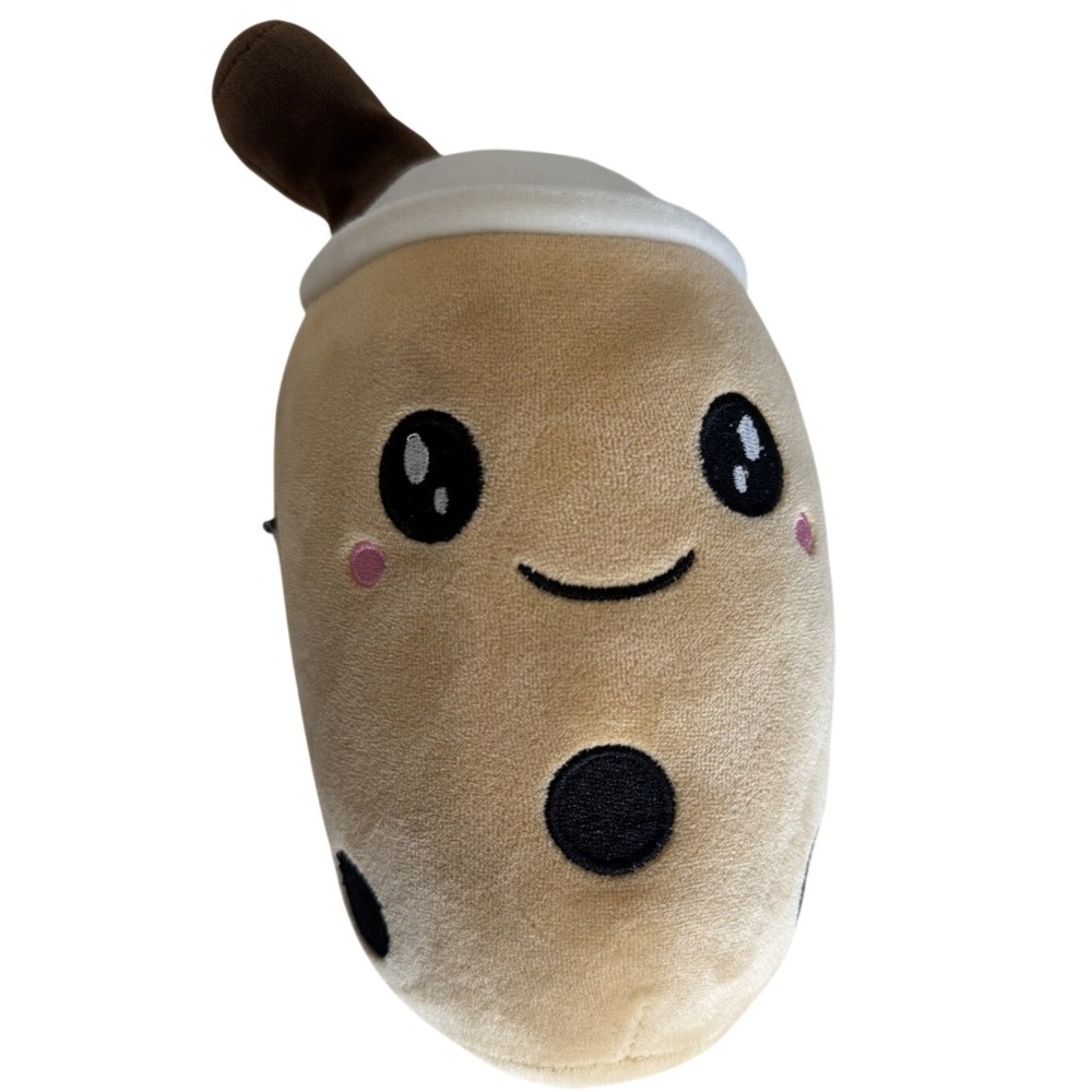 Boba Tea Plush Stuffed Animal Kawaii Bubble Tea Tan Brown 9 Inch Plushie